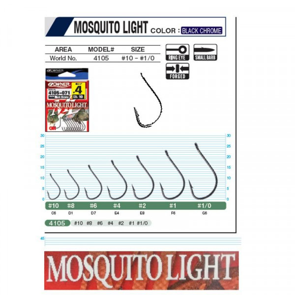 SIA LAMBI - Owner Mosquito Light 4105 - Owner Hooks Mosquito light 4105  #6, 10 pcs/pack